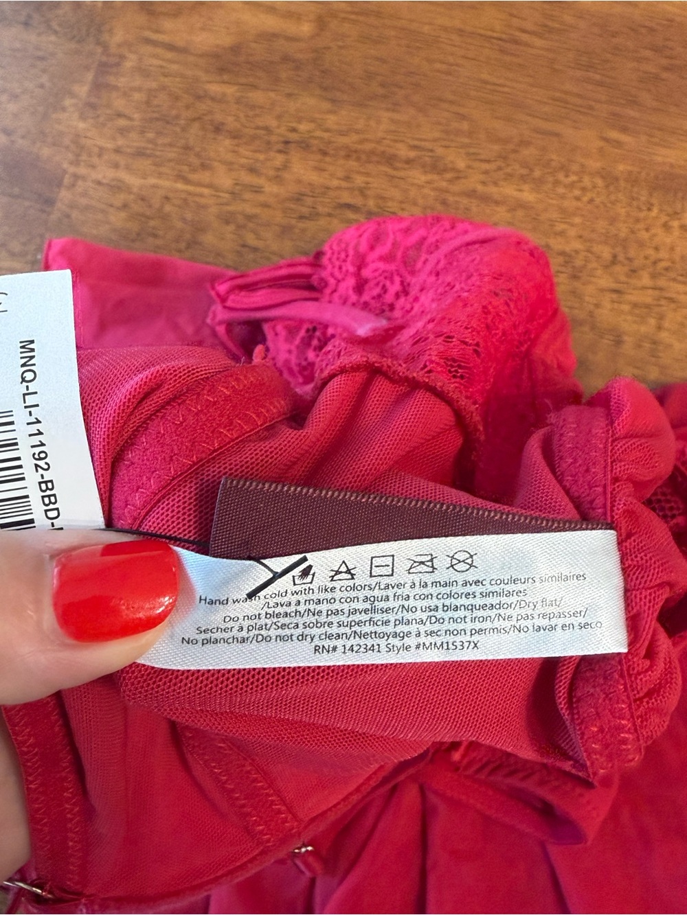 Adore Me Babydoll Lingerie Top Plus Size 3X Red Hot Pink Sheer Mesh Lace Cutout - Picture 11 of 12